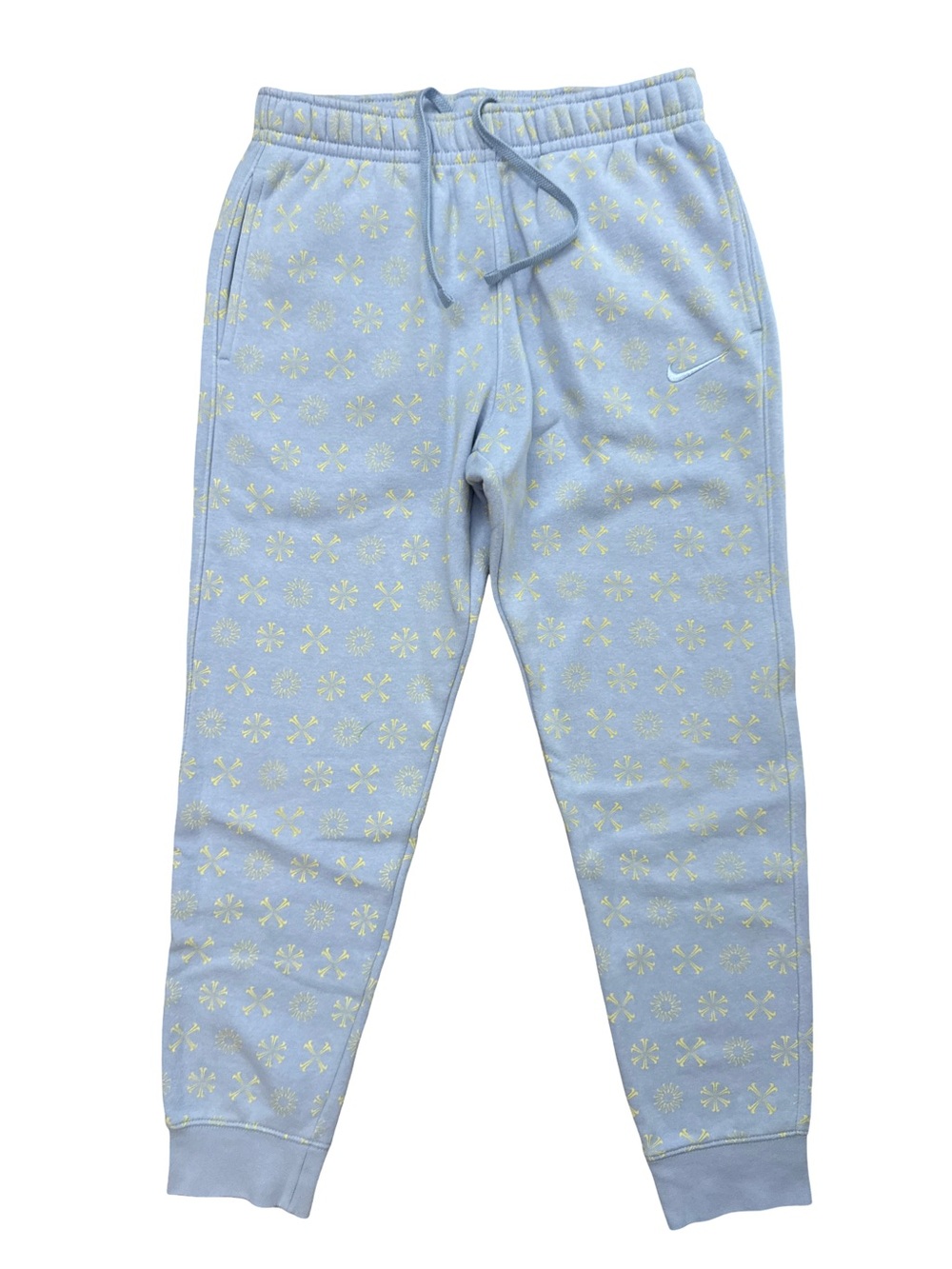 Nike Jogger Style Geometric Women’s Sweat Pants Size Small Swoosh Logo Blue
